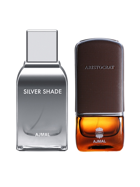 Ajmal Men Set of 2 Silver Shade EDP 100ML & Aristocrat EDP Perfume Scent for Skin 75ML, Brown
Ajmal Men Set of 2 Silver Shade EDP 100ML & Aristocrat EDP Perfume Scent for Skin 75ML, Brown