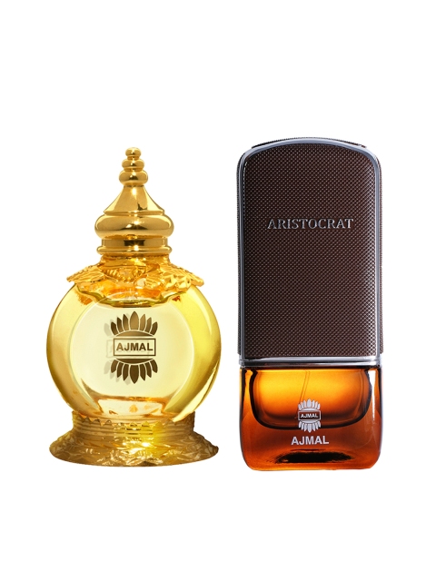 Ajmal Unisex Set of 2 Aristocrat EDP Perfume Scent for Skin 75ml & MukhallatAlWafa CP 12ml, Brown
Ajmal Unisex Set of 2 Aristocrat EDP Perfume Scent for Skin 75ml & MukhallatAlWafa CP 12ml, Brown