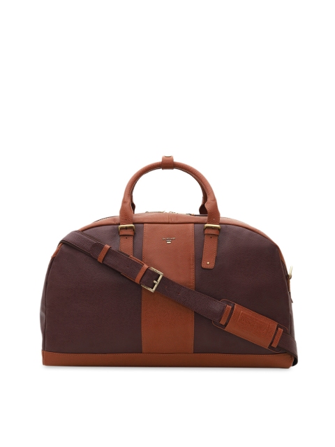 Da Milano Unisex Brown Colourblocked Leather Duffle Bag