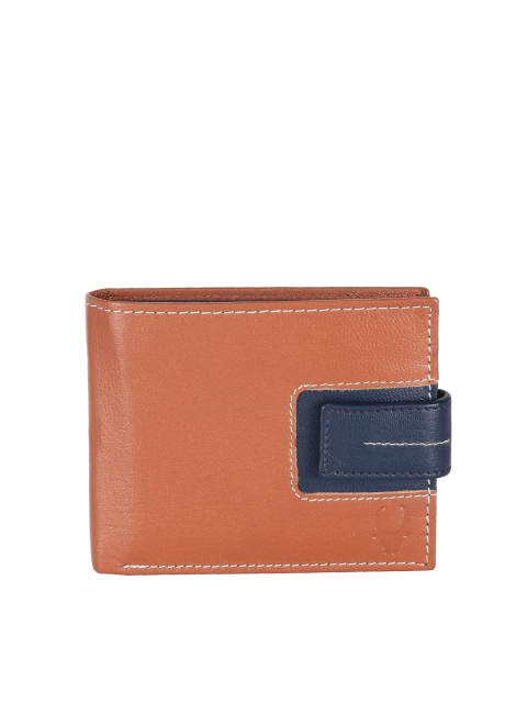 WildHorn Unisex Tan Brown & Navy Genuine Leather Wallet