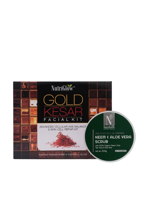 NutriGlow Combo of 2 Gold Kesar Facial Kit & Neem & Aloe Vera Scrub 460 g, Multi
NutriGlow Combo of 2 Gold Kesar Facial Kit & Neem & Aloe Vera Scrub 460 g, Multi