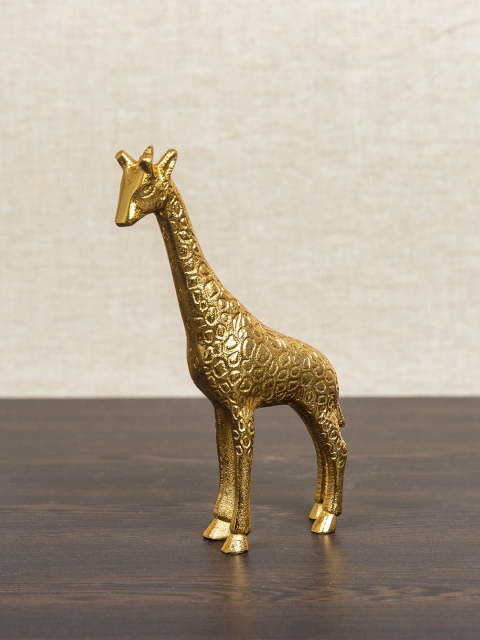 Pure Home and Living Gold-Toned Textured Decorative Giraffe Showpiece