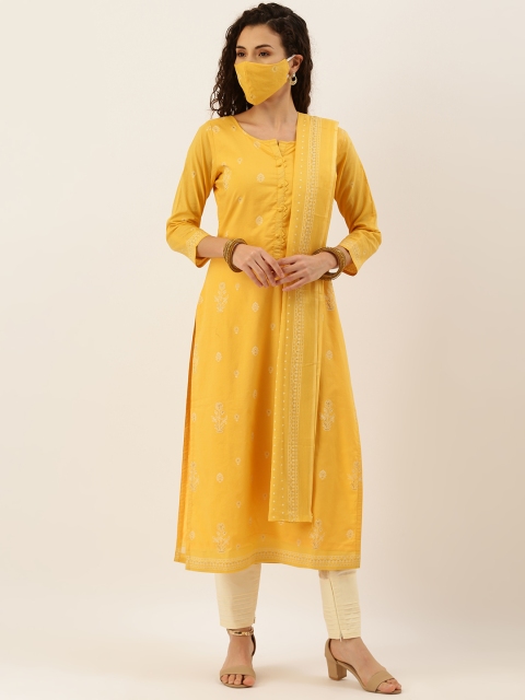 Kvsfab Mustard & Cream-Coloured Pure Cotton Unstitched Dress Material With Matching Mask
Kvsfab Mustard & Cream-Coloured Pure Cotton Unstitched Dress Material With Matching Mask