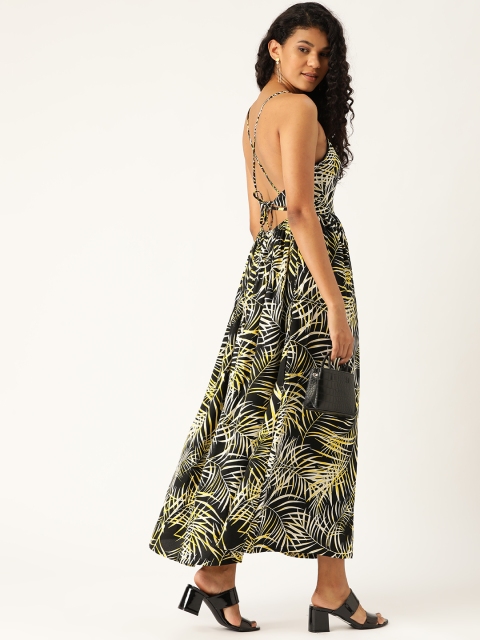 Moda Rapido Women Black & Yellow Printed Maxi Dress