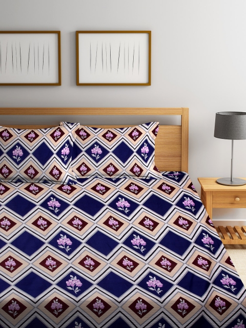 DREAM WEAVERZ Navy Blue & Pink Floral 250 TC Cotton 1 King Bedsheet with 2 Pillow Covers
DREAM WEAVERZ Navy Blue & Pink Floral 250 TC Cotton 1 King Bedsheet with 2 Pillow Covers