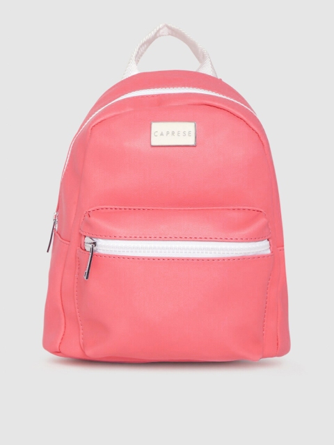 Caprese Women Pink Solid Backpack