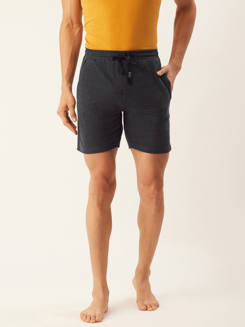 Sweet Dreams Men Charcoal Grey Solid Lounge Shorts