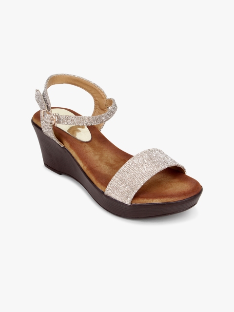 Bloomtale Women Gold-Toned Shimmered Wedges