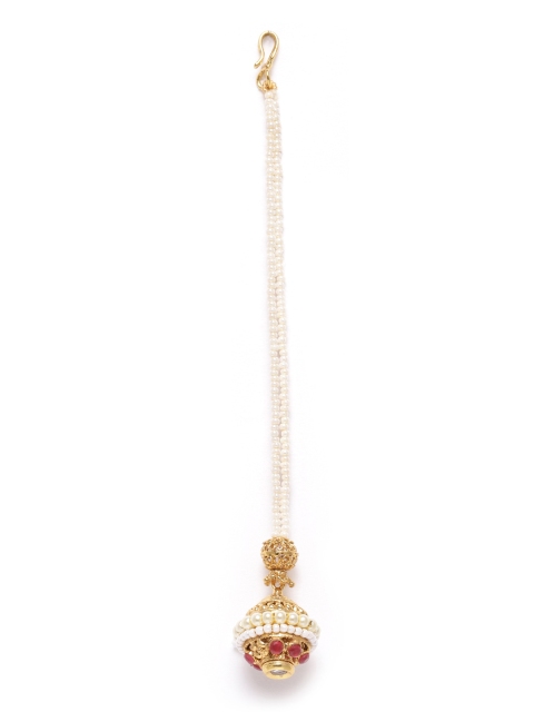 JEWELS GEHNA Magenta & Off-White Gold-Plated Kundan-Studded & Beaded Borla Maang Tika
JEWELS GEHNA Magenta & Off-White Gold-Plated Kundan-Studded & Beaded Borla Maang Tika