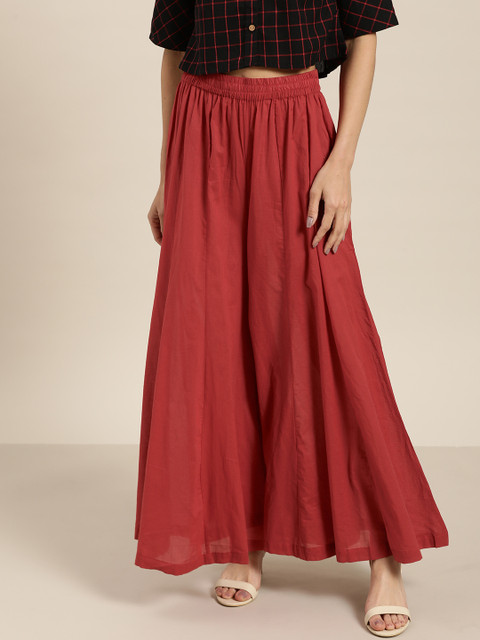 Sangria Women Rust Red Solid Flared Palazzos 
Sangria Women Rust Red Solid Flared Palazzos