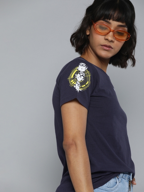 Minions by Kook N Keech Women Navy Blue Round Neck T-shirt with Minions Printed Sleeve
Minions by Kook N Keech Women Navy Blue Round Neck T-shirt with Minions Printed Sleeve
