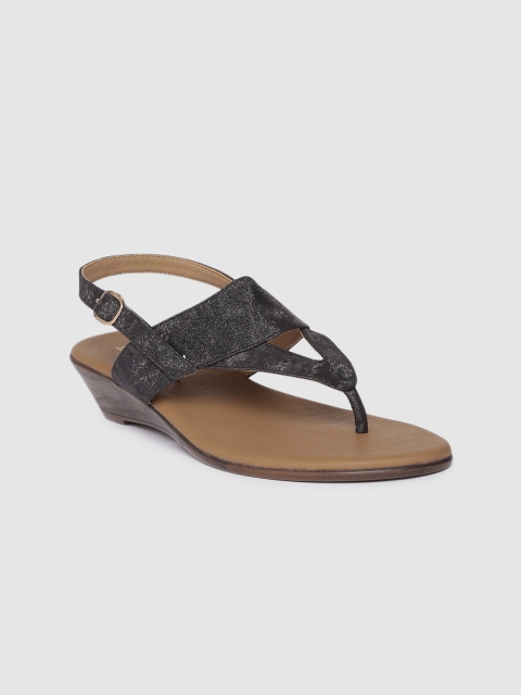 Inc 5 Women Grey Solid T-Strap Wedges