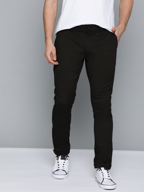 Mast & Harbour Men Black Regular Fit Solid Trousers 
Mast & Harbour Men Black Regular Fit Solid Trousers