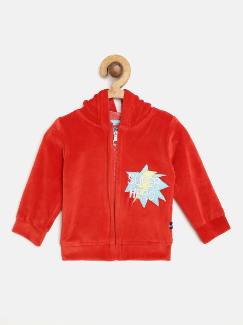 Moms Love Boys Red & Blue Solid Hooded Sweatshirt with Velvet Finish & Applique Detail
Moms Love Boys Red & Blue Solid Hooded Sweatshirt with Velvet Finish & Applique Detail