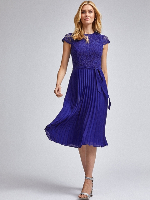 DOROTHY PERKINS Women Navy Blue Floral Self Design Accordion Pleated A-Line Dress
DOROTHY PERKINS Women Navy Blue Floral Self Design Accordion Pleated A-Line Dress