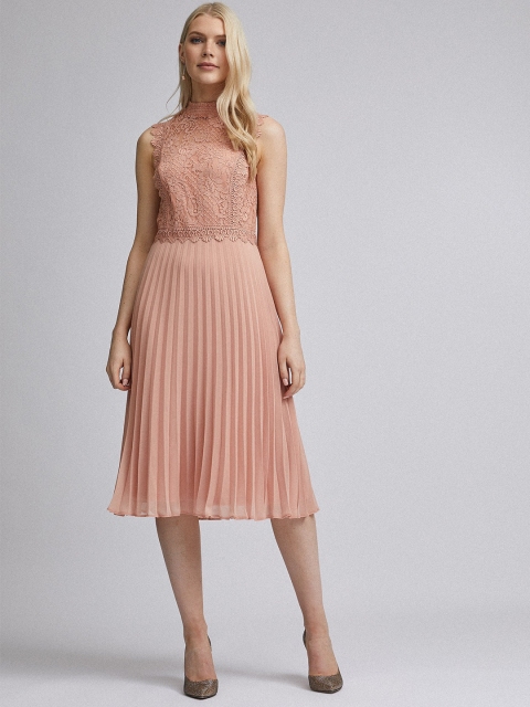 DOROTHY PERKINS Women Peach-Coloured Self Design Accordion Pleated Fit and Flare Dress
DOROTHY PERKINS Women Peach-Coloured Self Design Accordion Pleated Fit and Flare Dress