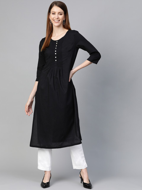 HERE&NOW Women Black Solid A-Line Kurta
HERE&NOW Women Black Solid A-Line Kurta