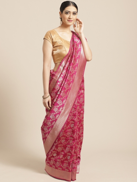 PACHE Pink & Golden Zari Woven Design Banarasi Saree