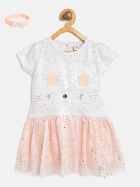 TOFFY HOUSE Girls Grey Melange & Peach-Coloured Embroidered Drop-Waist Dress with Hairband
TOFFY HOUSE Girls Grey Melange & Peach-Coloured Embroidered Drop-Waist Dress with Hairband