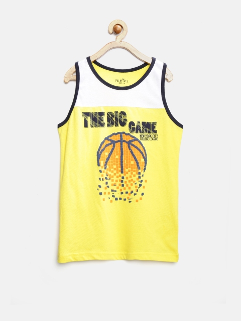 Palm Tree by Gini & Jony Boys Yellow Printed T-shirt