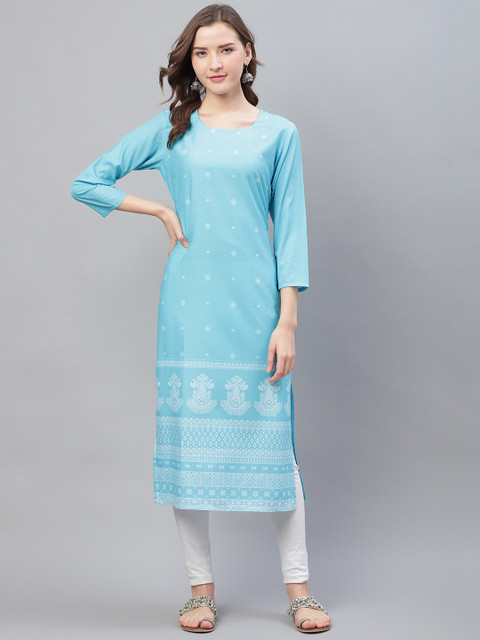 AHIKA Women Blue & White Printed Straight Kurta
AHIKA Women Blue & White Printed Straight Kurta