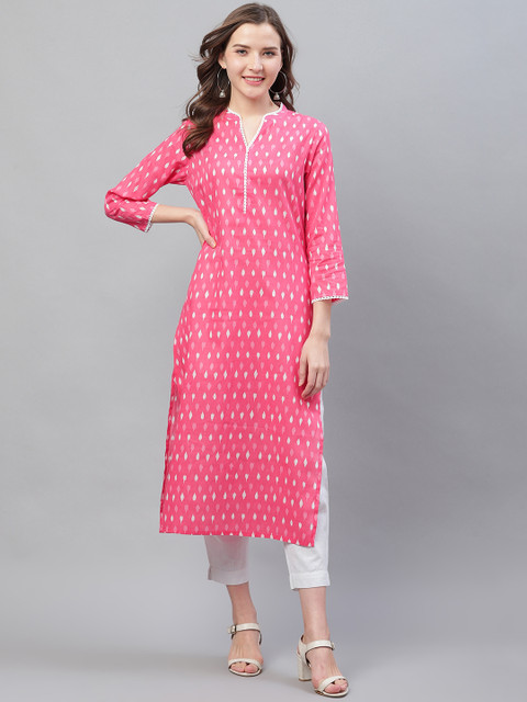 AHIKA Women Pink & White Printed Straight Kurta
AHIKA Women Pink & White Printed Straight Kurta