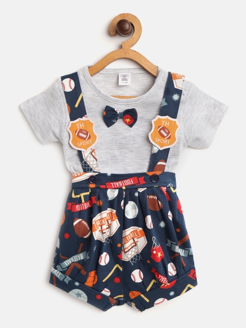 TOFFY HOUSE Boys Grey Melange & Navy T-shirt & Printed Shorts with Attached Suspenders
TOFFY HOUSE Boys Grey Melange & Navy T-shirt & Printed Shorts with Attached Suspenders