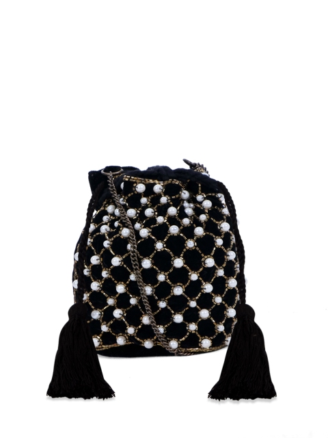 Diwaah Black Embellished Potli Clutches