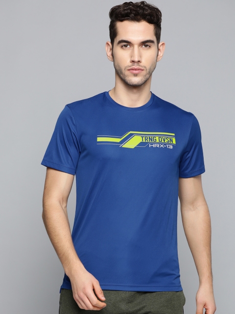HRX by Hrithik Roshan Men Blue Typographic Antimicrobial Rapid-Dry Training T-shirt