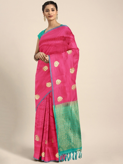 The Chennai Silks Classicate Pink & Teal Green Pure Silk Woven Design Dharmavaram Saree
The Chennai Silks Classicate Pink & Teal Green Pure Silk Woven Design Dharmavaram Saree