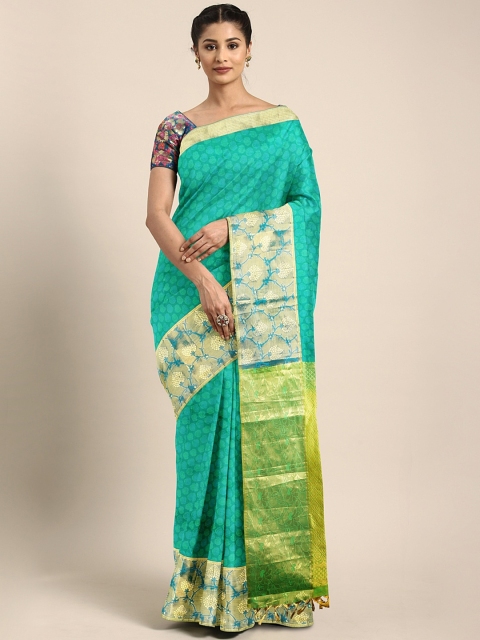 The Chennai Silks Classicate Blue & Green Pure Silk Woven Design Dharmavaram Saree, Turquoise blue
The Chennai Silks Classicate Blue & Green Pure Silk Woven Design Dharmavaram Saree, Turquoise blue