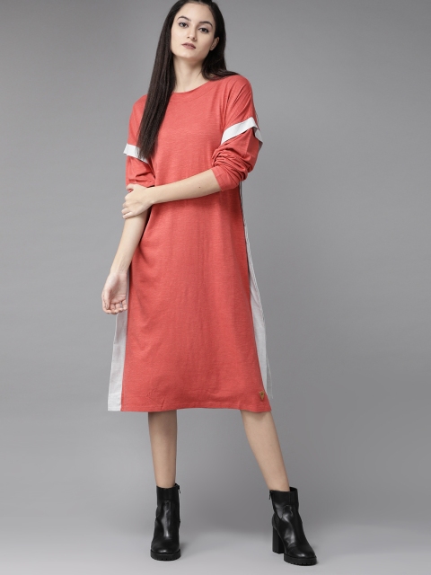Roadster Women Rust Red Solid T-shirt Dress