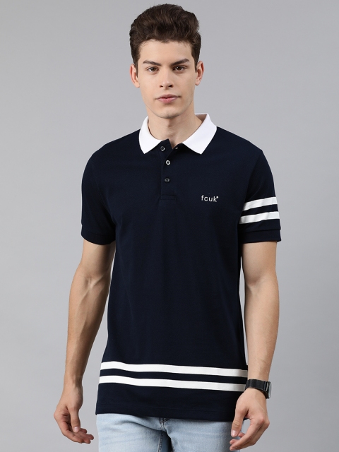 French Connection Men Navy Blue Slim Fit Solid Polo Collar T-shirt with Striped Detail
French Connection Men Navy Blue Slim Fit Solid Polo Collar T-shirt with Striped Detail