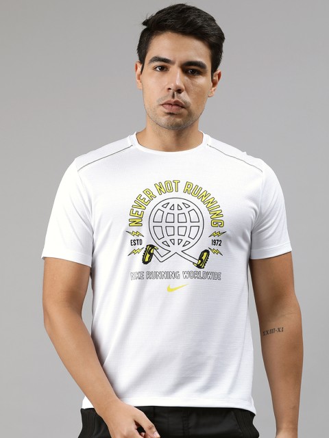 Nike Men White Standard Fit Printed Dri-Fit MILER SS WILD Round Neck Running T-shirt
Nike Men White Standard Fit Printed Dri-Fit MILER SS WILD Round Neck Running T-shirt