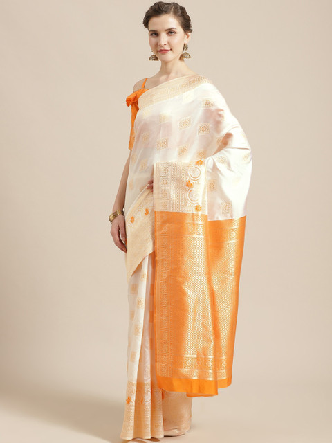 SHAVYA Off-White & Golden Pure Silk Zari Woven Design Kasavu Saree
SHAVYA Off-White & Golden Pure Silk Zari Woven Design Kasavu Saree