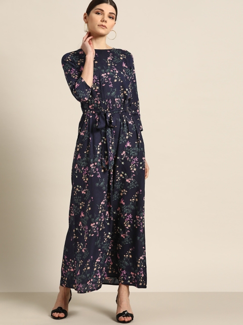 her by invictus Women Navy Blue & Pink Floral Print Maxi Sustainable ECOVERO Dress
her by invictus Women Navy Blue & Pink Floral Print Maxi Sustainable ECOVERO Dress