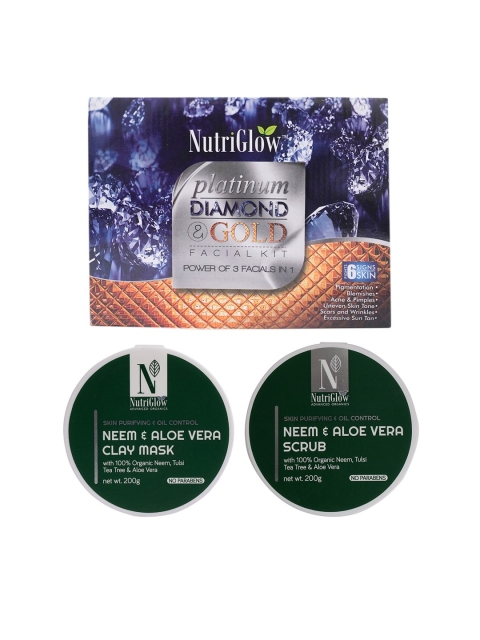NutriGlow Unisex Set Of Power of 3 Facial Kit, Neem & Aloe Vera Scrub With Clay Mask, Multi
NutriGlow Unisex Set Of Power of 3 Facial Kit, Neem & Aloe Vera Scrub With Clay Mask, Multi
