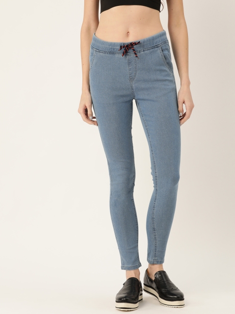 DressBerry Women Blue Solid Super Skinny Fit Denim Jeggings