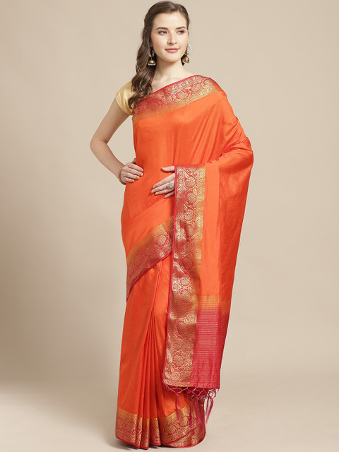 Nanda Silk Mills Orange & Magenta Solid Mysore Silk Saree
Nanda Silk Mills Orange & Magenta Solid Mysore Silk Saree