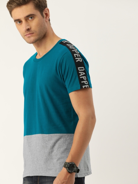 Moda Rapido Men Teal Blue & Grey Melange Colourblocked Round Neck T-shirt with Taping
Moda Rapido Men Teal Blue & Grey Melange Colourblocked Round Neck T-shirt with Taping
