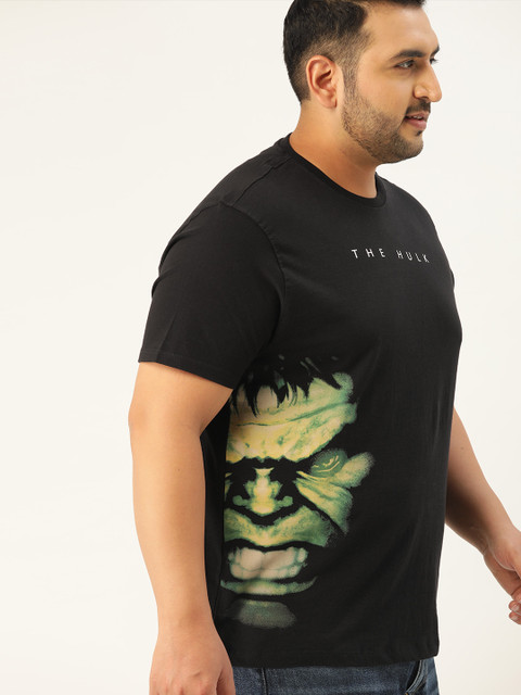 Sztori Marvel Men Plus Size Black & Green Hulk Print Round Neck T-shirt
Sztori Marvel Men Plus Size Black & Green Hulk Print Round Neck T-shirt