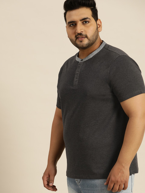Sztori Men Charcoal Grey Plus Size Solid Henley Neck T-shirt
Sztori Men Charcoal Grey Plus Size Solid Henley Neck T-shirt