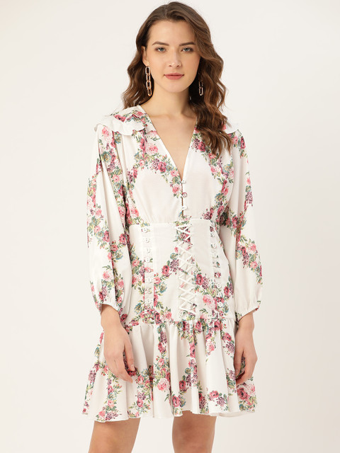ANVI Be Yourself Women White & Pink Floral Print A-Line Dress
ANVI Be Yourself Women White & Pink Floral Print A-Line Dress