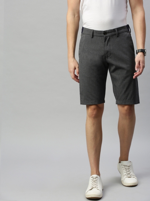 Allen Solly Sport Men Grey Striped Slim Fit Regular Shorts