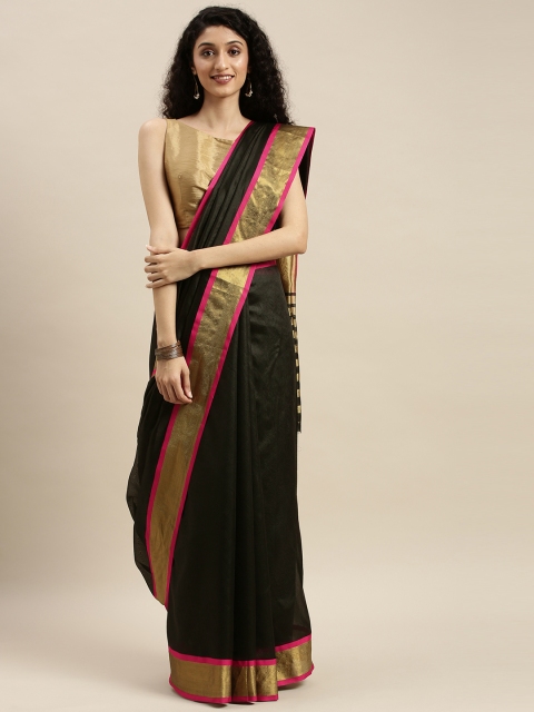 KALINI Black & Pink Art Silk Solid Saree
