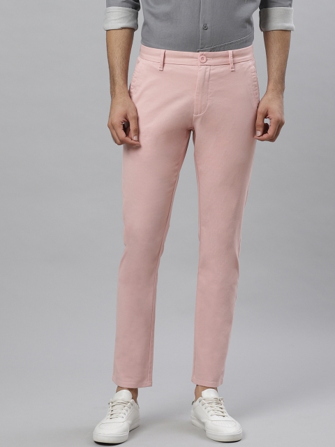 Bhaane Men Pink Slim Fit Solid Chinos
