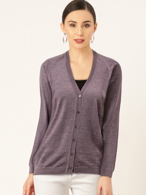 Monte Carlo Women Purple Solid Cardigan Sweater