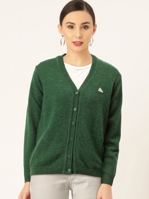 Monte Carlo Women Green Solid Cardigan