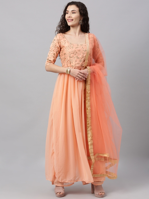 Bollywood Vogue Women Peach-Coloured Embroidered Made To Measure Kurta Set & Dupatta
Bollywood Vogue Women Peach-Coloured Embroidered Made To Measure Kurta Set & Dupatta