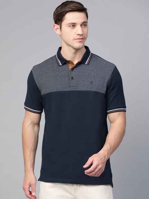 Louis Philippe Men Navy Blue Pure Cotton Self-Design Polo Collar Pure Cotton T-shirt
Louis Philippe Men Navy Blue Pure Cotton Self-Design Polo Collar Pure Cotton T-shirt
